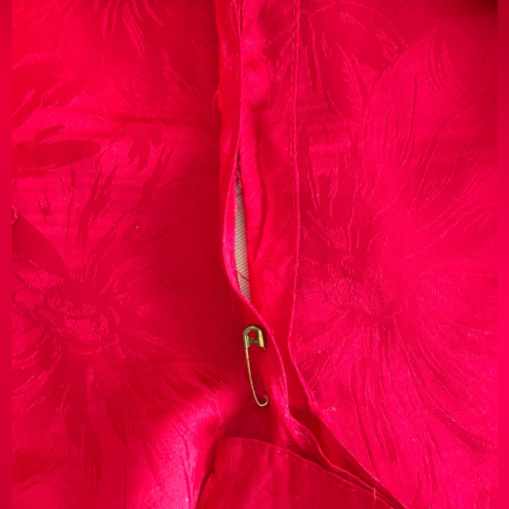 Vintage Argenti Red Silk Long Sleeve Shoulder Pads Dress Size 8 - Picture 8 of 8